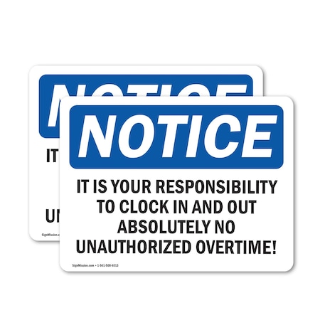 Signmission It Is Your Responsibility To Clock In And, 18 in W x Rectangle, Vinyl Decal OS-2PACK-NS-D-1218-L-13740